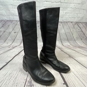 COLE HAAN Adler black leather & suede tall pull on riding boots, size 6